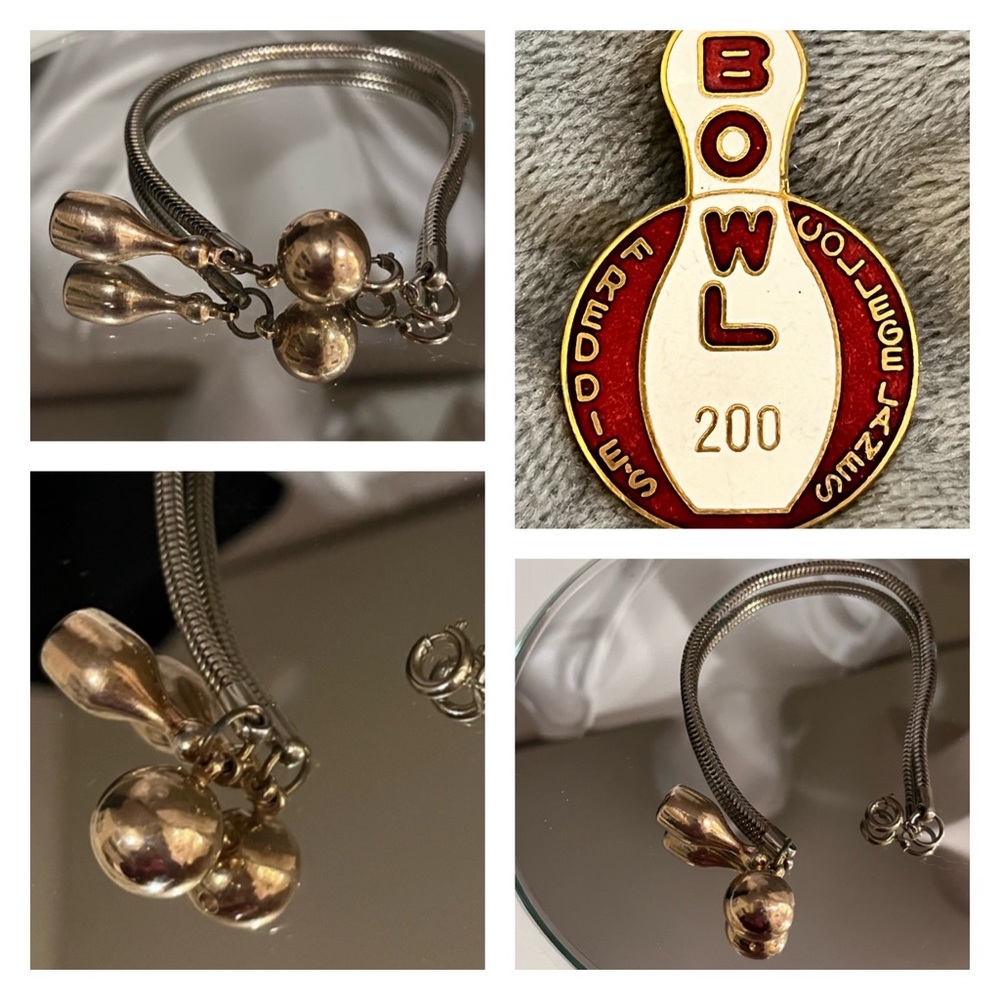 - Vintage Kitschy Bowling Ball and Pin Charm bracelet + bowler’s 200 game …